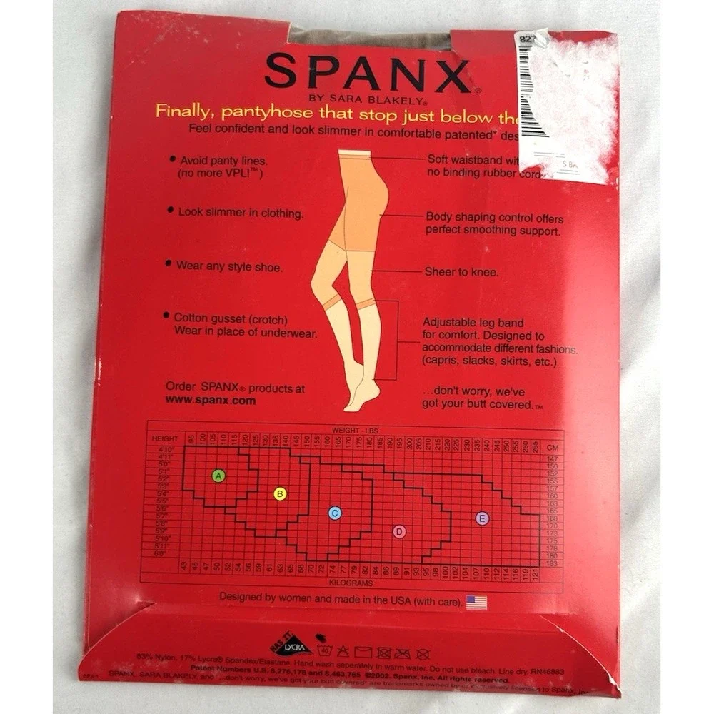 NOS Spanx Sara Blakely Footless Bodyshaping Pantyhose Spice Size B Control Top